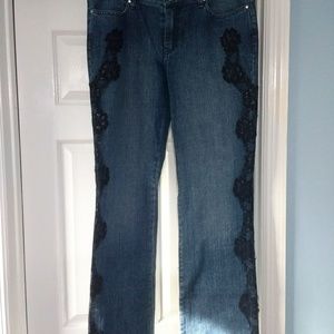 Boston Proper black lace embellished jeans NWOT